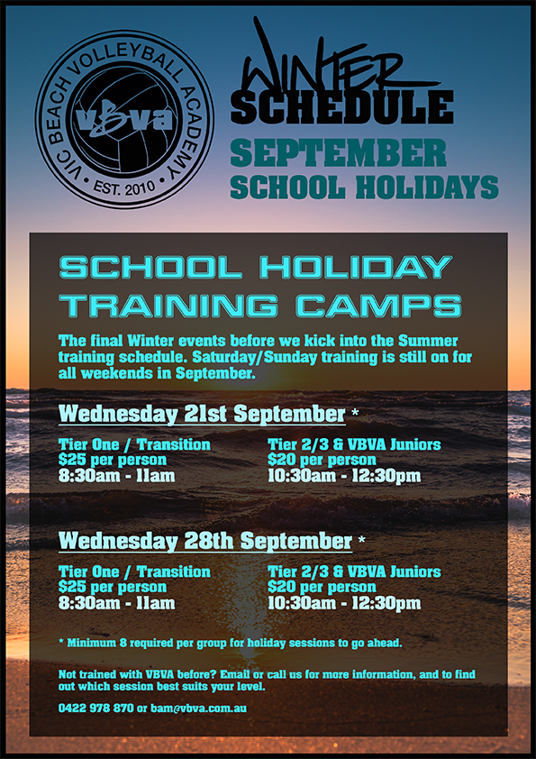 SEPTEMBER SCHOOL HOLIDAY CAMPS! VBVA